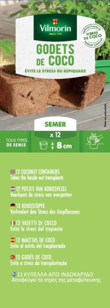 Accessoires pour semer - Godet Coco Carré - 8 cm (x12) - PACKAGING_RECTO